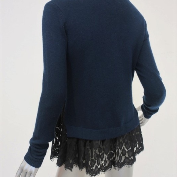 Autumn Cashmere Lace-Hem Sweater Navy Size Small - Picture 3 of 5